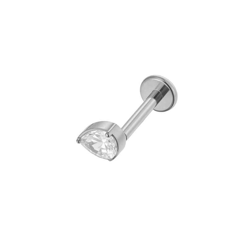 Boucles D'Oreilles Piercing Femme, Forme Goutte Moderne, Alliage Titane, Couleur Or, Zircon.