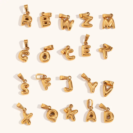 Pendentif femme simple, mignon et personnalisable, en acier inoxydable, couleur or, avec lettre, en 1 pièce