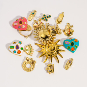 Pendentif Femme Étanche En Acier Inoxydable, Motif Cœur Et Soleil, À Faire Soi-Même (1 Pièce) h5 Image3