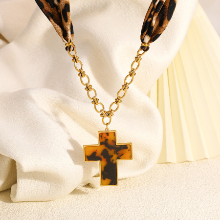 Collier pendentif croix cœur quotidien en acier inoxydable pour femme (1 pièce) 2