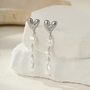 Boucles D'Oreilles À Perles Et Pompons Romantiques Pour Femme, En Acier Inoxydable Imperméable, Couleur Or (1 Paire). h5 Image4