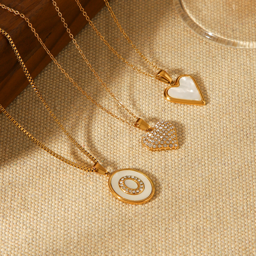 Collier Pendentif En Acier Inoxydable Doré, En Forme De Cœur Et De Soleil, Avec Zircon. Image3