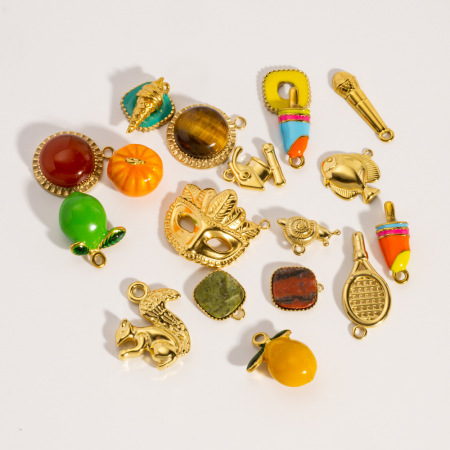 Pendentif femme étanche en acier inoxydable, motif glace, mangue et écureuil (1 pièce) 2