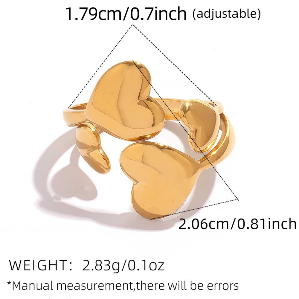 Bague Minimaliste En Forme De Cœur, Design Épuré, En Acier Inoxydable, Couleur Or, Étanche. Image2