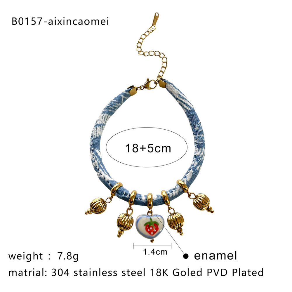 Bracelet Tressé En Céramique Étanche En Acier Inoxydable Style Ins (1 Pièce) Image2