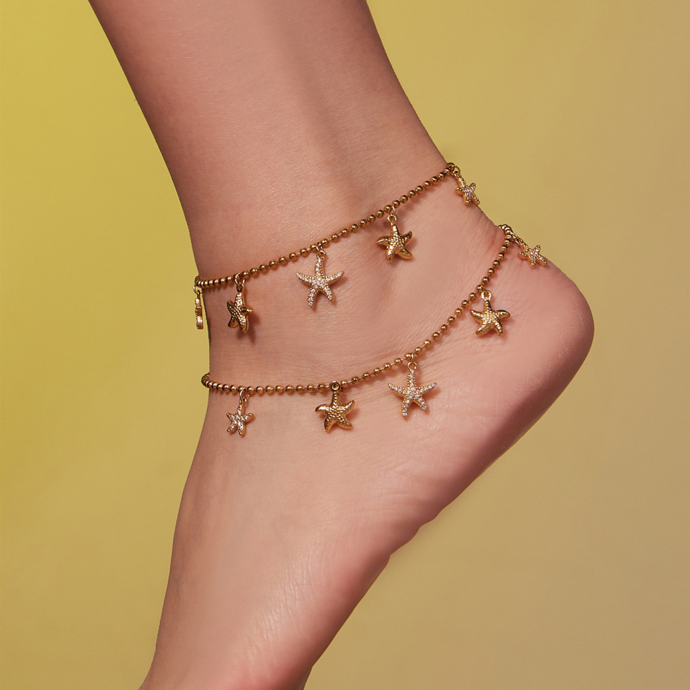 Ensembles De Bijoux Pour Femmes En Acier Titane Couleur Or, Ornés D'Étoiles De Mer. Image6