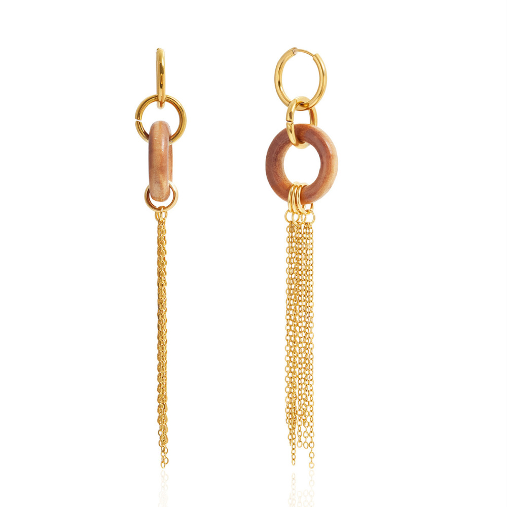 Boucles D'Oreilles Pendantes Classiques À Pompons En Acier Inoxydable Doré, Imperméables, Pour Femme (1 Paire).