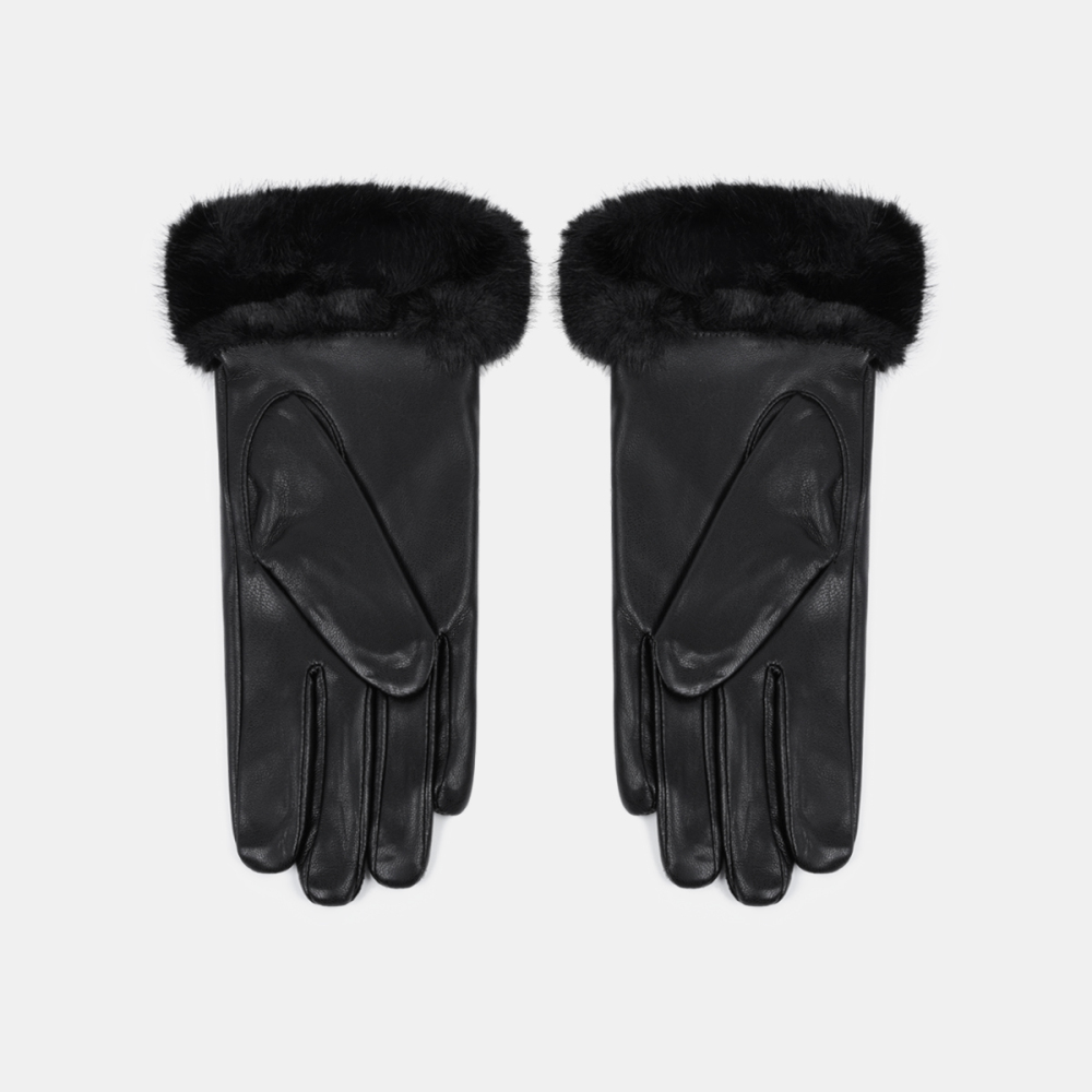 1 Paire De Gants En Peluche Pu De Couleur Unie Image5