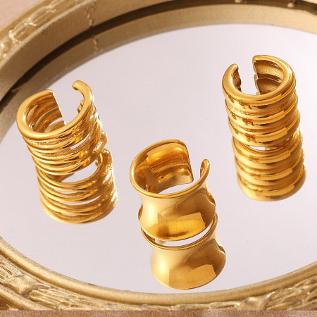 Boucle d'oreille en acier inoxydable étanche couleur or (1 pièce) 2