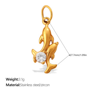 Pendentif Océanique En Acier Inoxydable Étanche Couleur Or (1 Pièce) h5 
