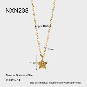 Collier Pendentif Élégant Pour Femme, En Acier Inoxydable, Couleur Or, Avec Pendentif Cœur Et Étoile (1 Pièce) h5 