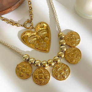 Collier Pendentif Cœur Couleur Or (1 Pièce) h5 Image4