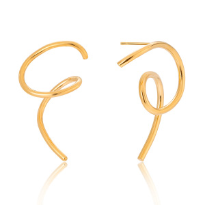 1 Paire De Boucles D'Oreilles Puces Modernes Incurvées En Acier Inoxydable Étanche Couleur Or Pour Femme h5