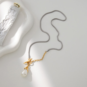Collier Pendentif Femme En Acier Inoxydable Doré, Imperméable, En Forme De Goutte (1 Pièce) h5 Image4