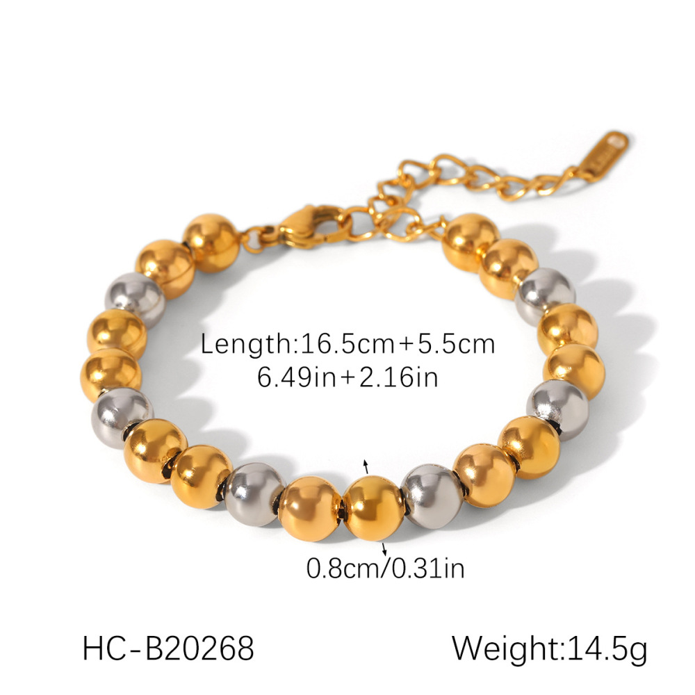 Bracelet En Acier Inoxydable Étanche Composé De Perles De Couleurs Assorties (1 Pièce) Image2