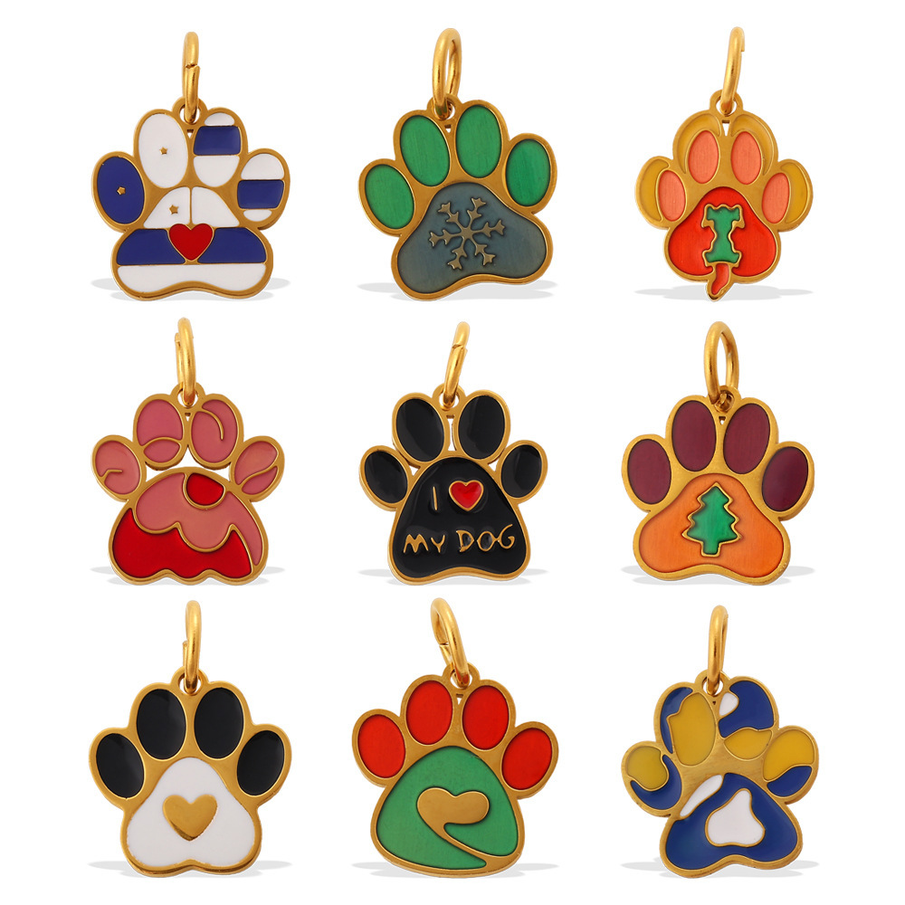 Pendentif Diy En Acier Inoxydable Doré, Motif Empreinte De Patte De Chien (1 Pièce) Image4