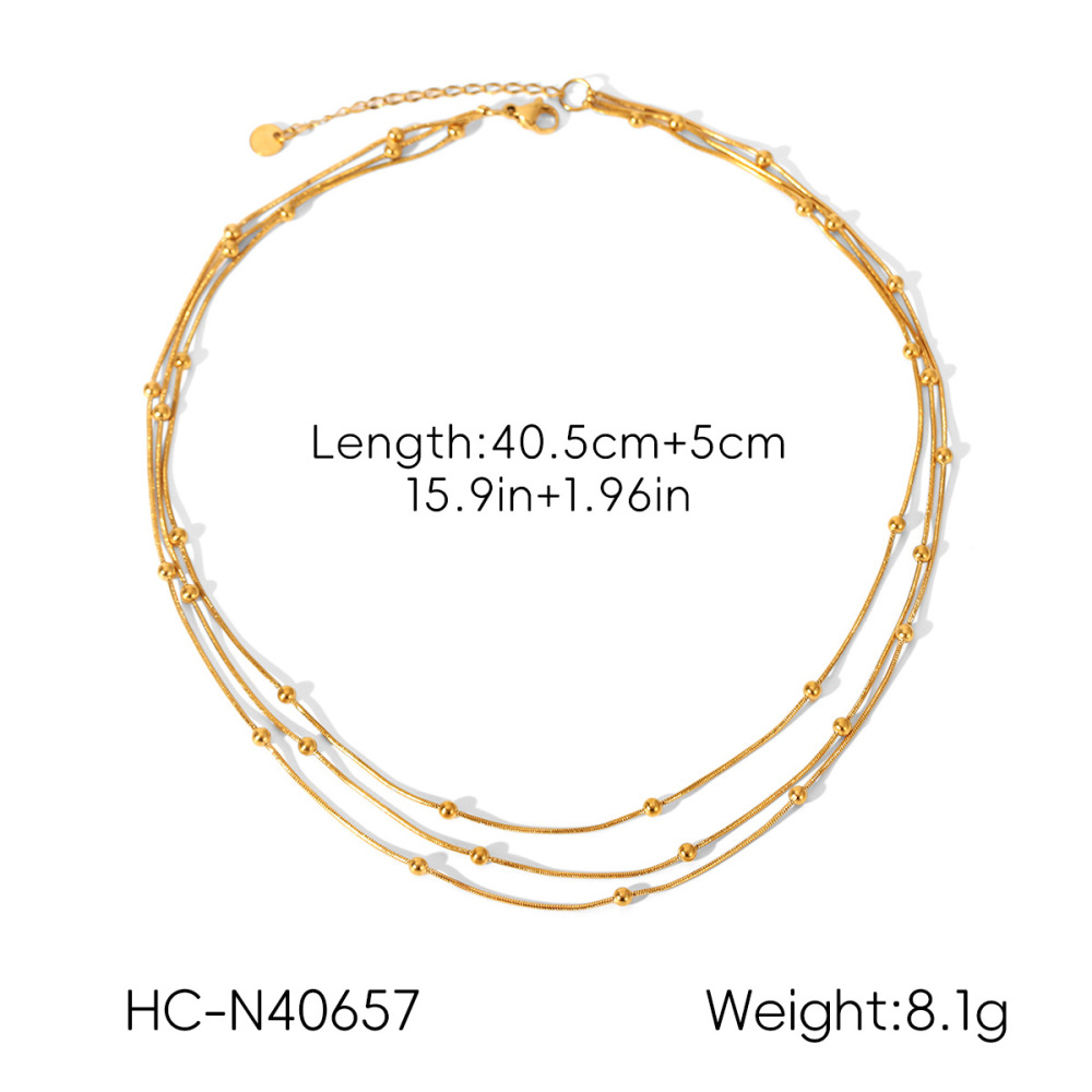 Ensemble De Colliers À Plusieurs Rangs En Acier Inoxydable Imperméable Couleur Or h5Image2