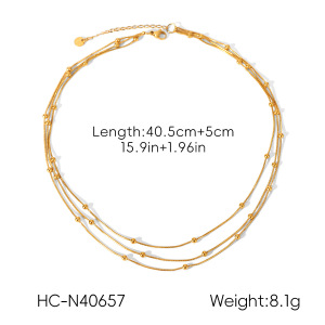 Ensemble De Colliers À Plusieurs Rangs En Acier Inoxydable Imperméable Couleur Or h5 Image2