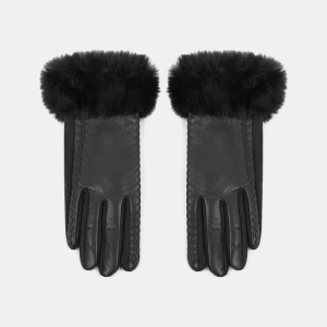 1 Paire De Gants Pour Femmes En Peluche Pu De Couleur Unie Simple h5 Image2