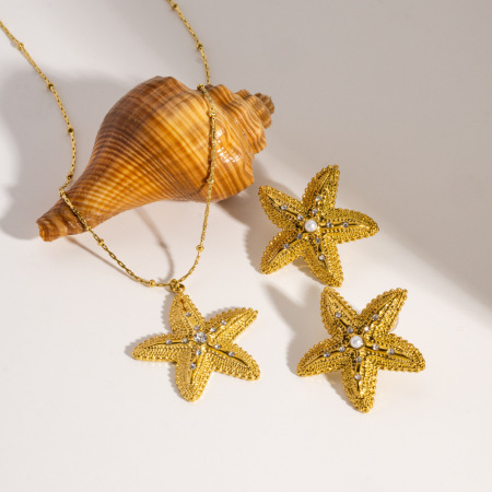 Ensembles de bijoux pour femmes Simple Series Casual Starfish en acier inoxydable étanche