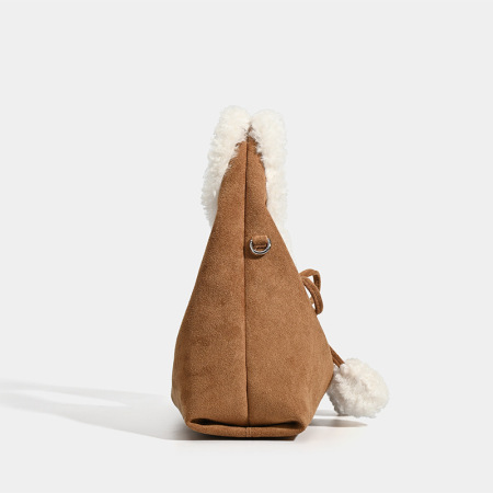 Sac à main femme simple, mignon, uni, en fausse fourrure, 1 pièce 2