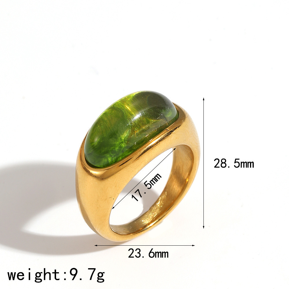 Bague Ronde En Acier Inoxydable, Étanche, Couleur Or, Avec Coquillage En Acrylique.