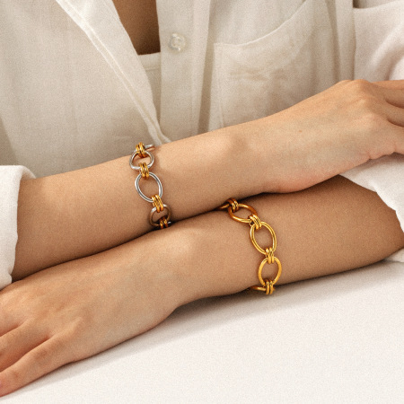 Bracelet à maillons en acier inoxydable imperméable, 1 pièce, couleurs assorties 2