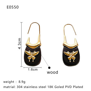 1 Paire De Boucles D'Oreilles Pendantes En Bois Avec Nœud Papillon h5 Image2
