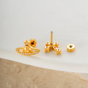 Boucles D'Oreilles Piercing Femme Planet En Cuivre Et Zircon (1 Pièce) h5 Image4