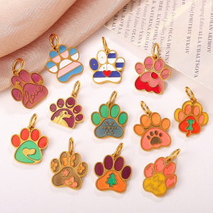 Pendentif Diy En Acier Inoxydable Doré, Motif Empreinte De Patte De Chien (1 Pièce) h5 Image2