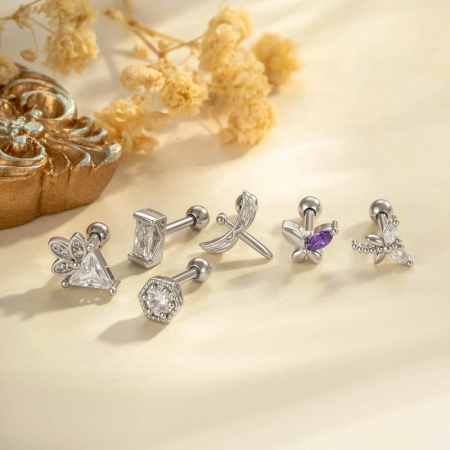 Boucles d'oreilles papillon délicates en cuivre doré avec zircon, pour femme (1 pièce). 2