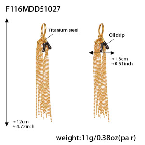 Boucles D'Oreilles Pendantes Modernes Pour Femme, En Acier Inoxydable Doré, Avec Pompon En Forme De Lettre K. 1 Paire. h5