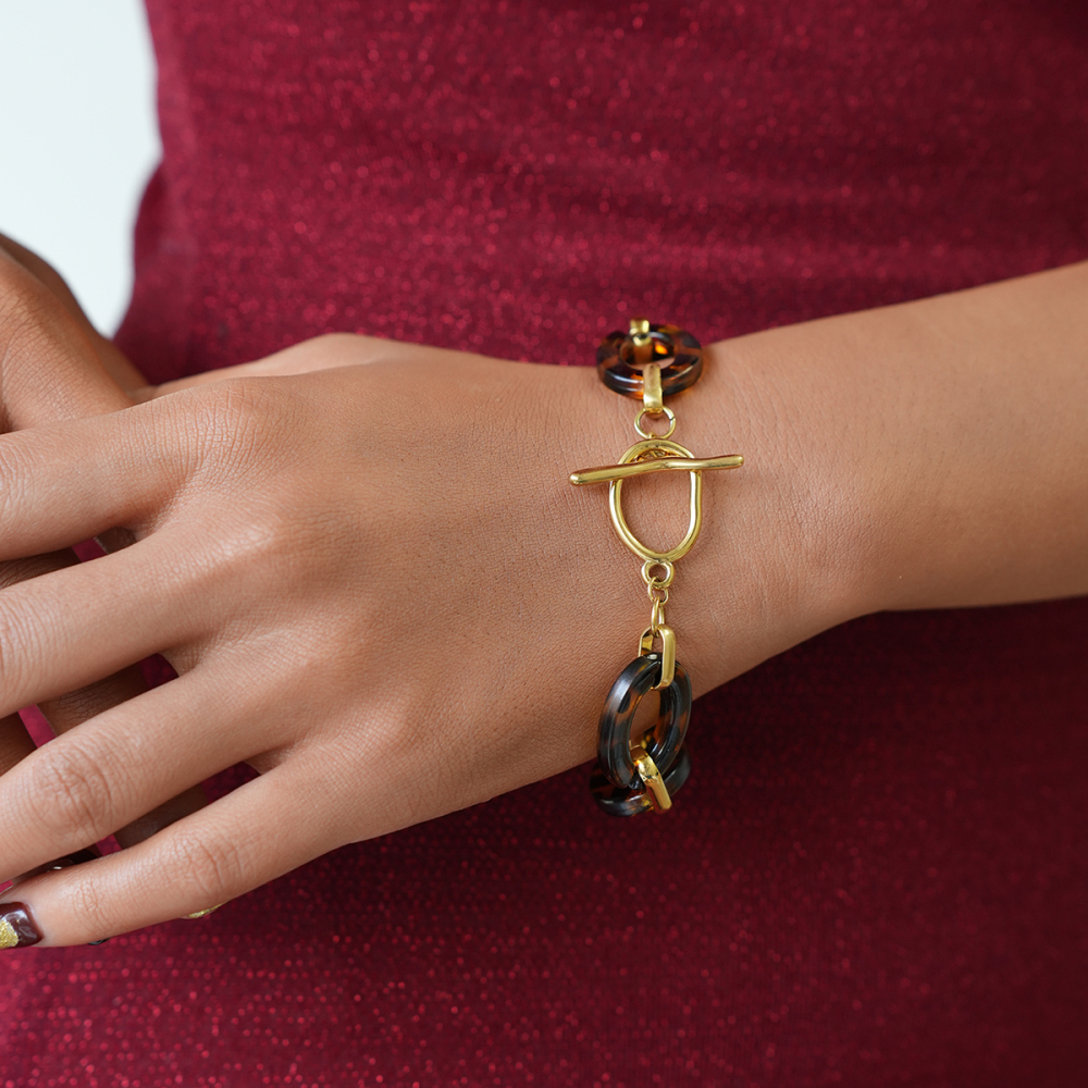 Bracelet Chaîne Femme Imprimé Léopard, Forme Irrégulière Rétro (1 Pièce) Image3