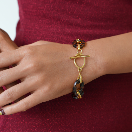 Bracelet chaîne femme imprimé léopard, forme irrégulière rétro (1 pièce) 2