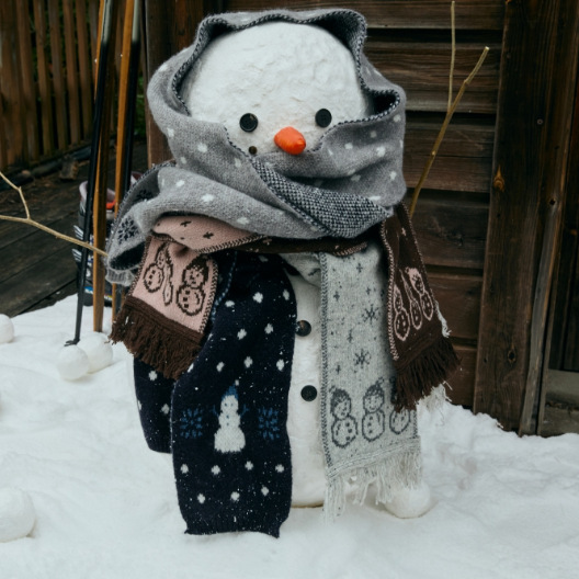 Écharpe D'Hiver Pour Femme En Laine Double Face À Motif Bonhommes De Neige (1 Pièce) Image3