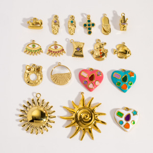 Pendentif Femme Étanche En Acier Inoxydable, Motif Cœur Et Soleil, À Faire Soi-Même (1 Pièce) h5 Image4