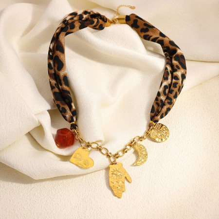 Collier pendentif femme étanche en acier inoxydable avec œil de diable, cœur et lune (1 pièce) 2