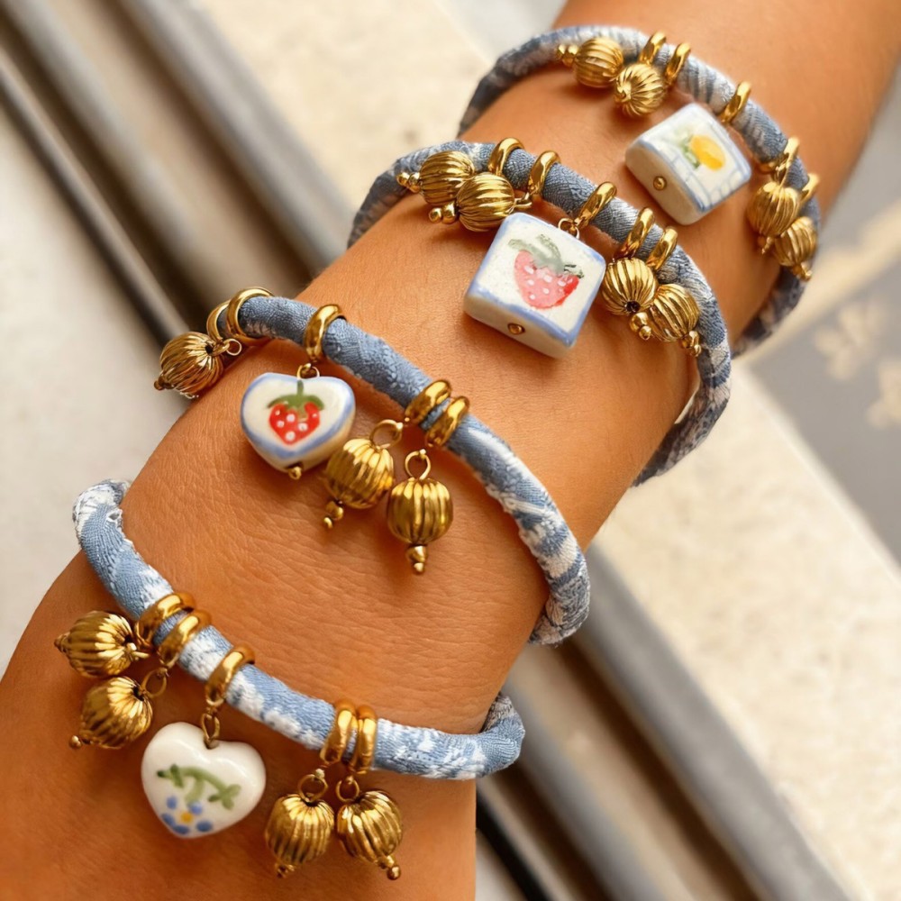 Bracelet Tressé En Céramique Étanche En Acier Inoxydable Style Ins (1 Pièce) Image3