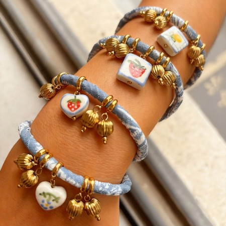 Bracelet tressé en céramique étanche en acier inoxydable style Ins (1 pièce) 2