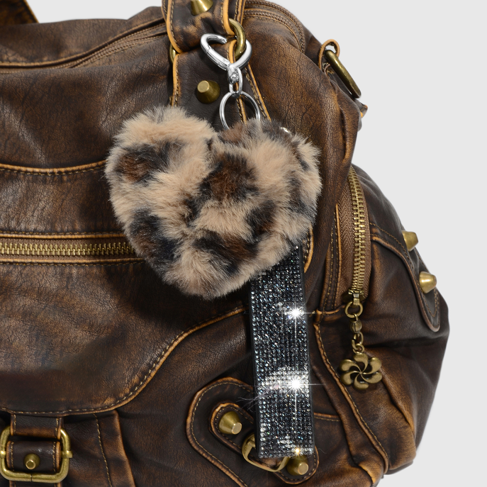 Porte-Clés En Peluche Léopard Rétro En Forme De Cœur (1 Pièce) Image5