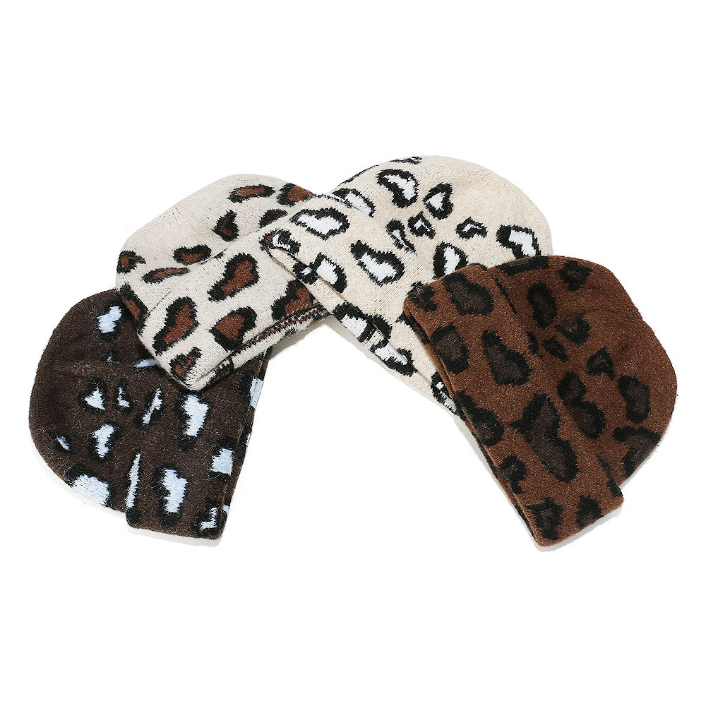 Bonnet Tricoté Rétro Imprimé Léopard (1 Pièce) h5Image3