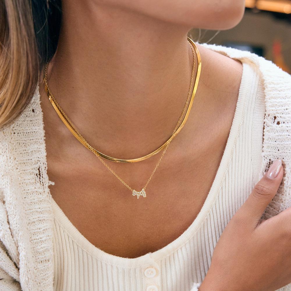 Collier Pendentif Femme « Chiot Mignon » En Acier Inoxydable Étanche Couleur Or (1 Pièce) h5Image4
