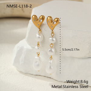 Boucles D'Oreilles À Perles Et Pompons Romantiques Pour Femme, En Acier Inoxydable Imperméable, Couleur Or (1 Paire). h5 