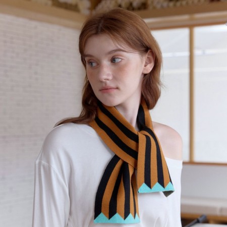 Écharpe D'Hiver Élégante À Rayures Patchwork En Polyester Pour Femme (1 Pièce) 2
