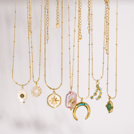 Collier pendentif lune en acier inoxydable étanche pour femme, simple, léger et luxueux (1 pièce)