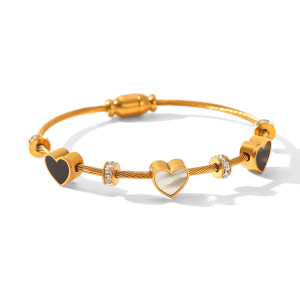 Bracelet Jonc Étanche En Acier Inoxydable Doré Avec Œil Du Diable Et Papillon (1 Pièce) h5