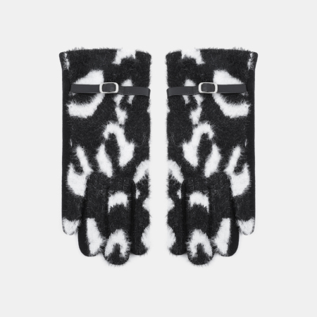 1 paire de gants pour femmes en polyester à motif léopard rétro