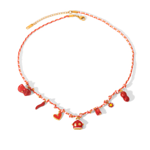 Collier Pendentif En Acier Inoxydable Doré, Étanche, En Forme De Cœur Émaillé h5