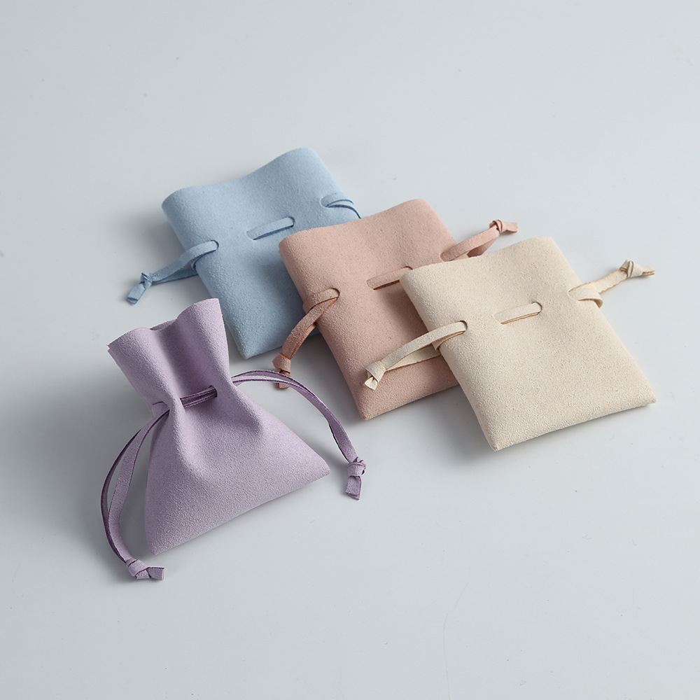 Pochette À Bijoux En Daim Uni Avec Cordon De Serrage (1 Pièce) Image2