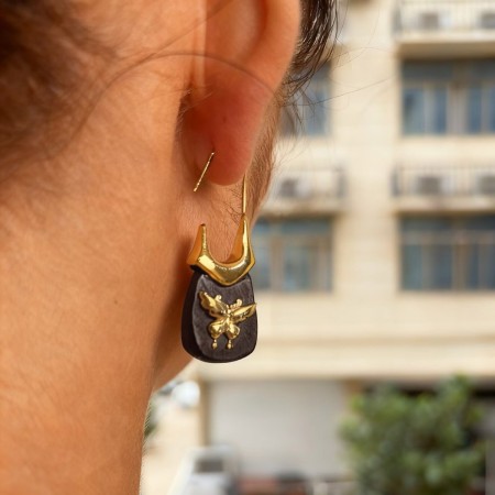 1 paire de boucles d'oreilles pendantes en bois avec nœud papillon 2